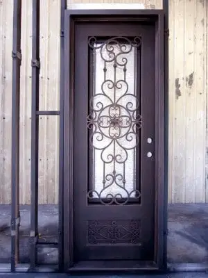 Elegant wrought iron door EL975 MCD with scroll panel design, luxury handcrafted strength.