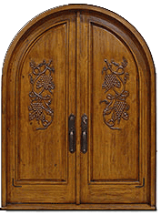 Arched wood wine cellar door with grapevine carving WD36 MCD