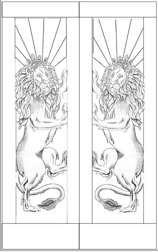 Lion engraved double home theater door with twin lion engraving – HT3095 MCD