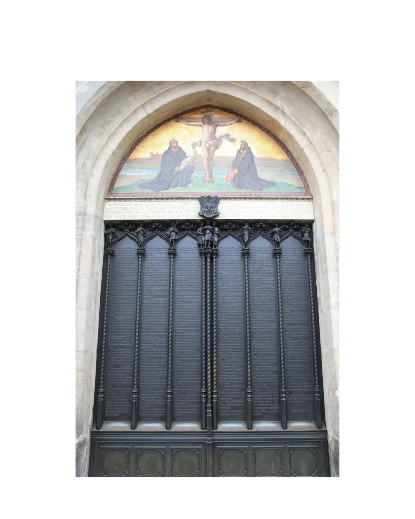 Black iron church door EX7014 MCD engraved with sacred inscriptions