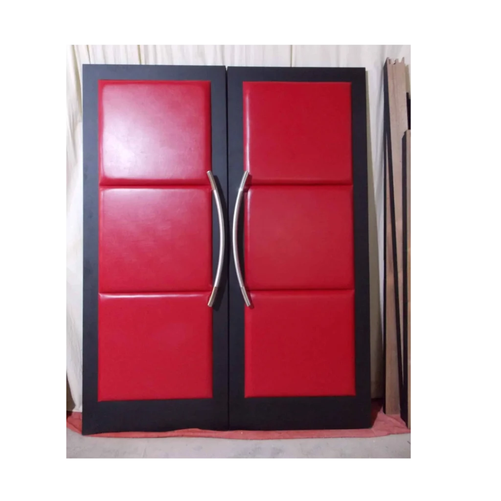 Modern red and black double home theater door with chrome handles – HT3017 MCD