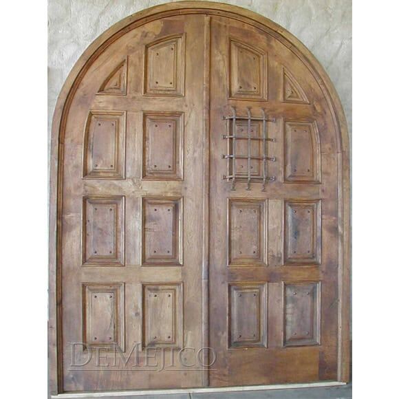 rustic arched wood entry door iron clavos EH524 MCD