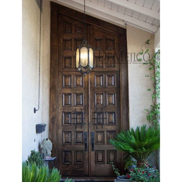 rustic square panel double entry door EH525 MCD
