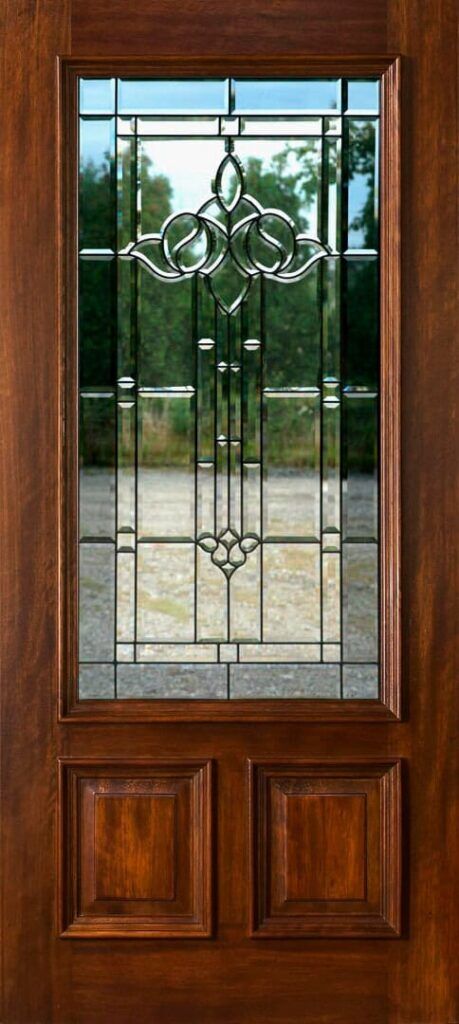 wood entry door leaded glass EH907 MCD