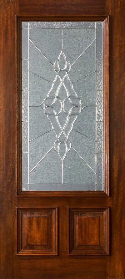 wood entry door frosted glass EH908 MCD