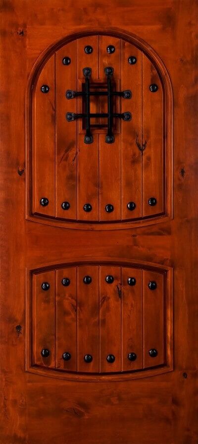rustic wood entry door clavos grille EH915 MCD
