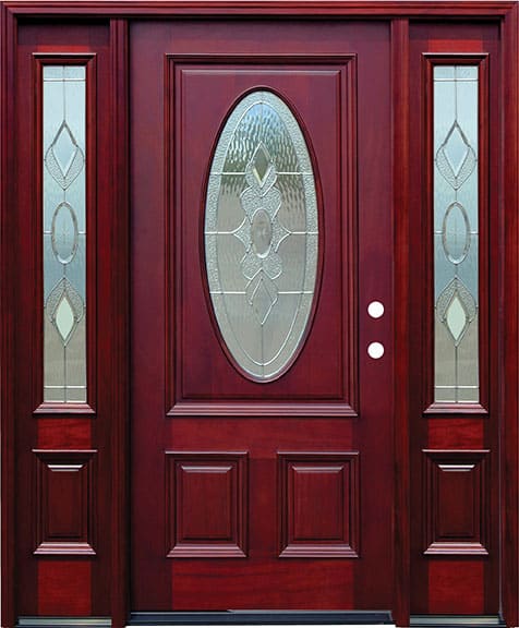 wood entry door oval glass sidelights EH921 MCD