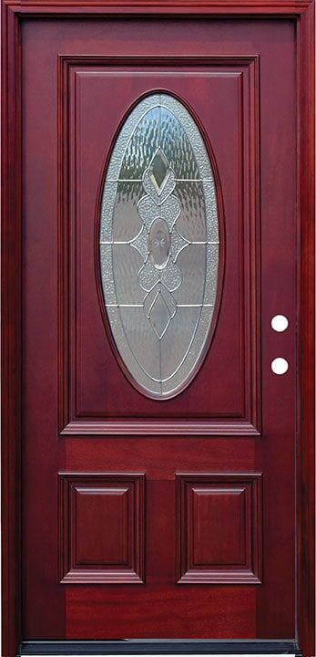 wood entry door oval leaded glass EH922 MCD