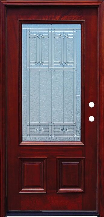wood entry door frosted glass EH926 MCD