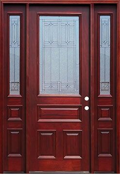 wood entry door glass sidelights EH928 MCD