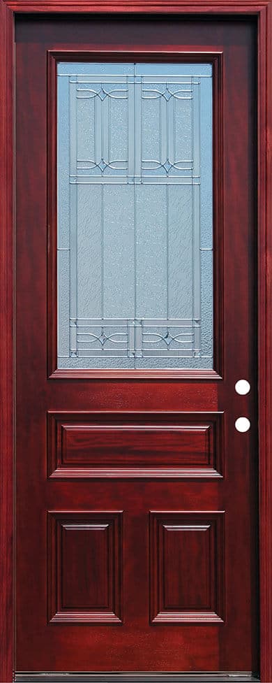 modern wood entry door with decorative leaded glass panel EH929 MCD