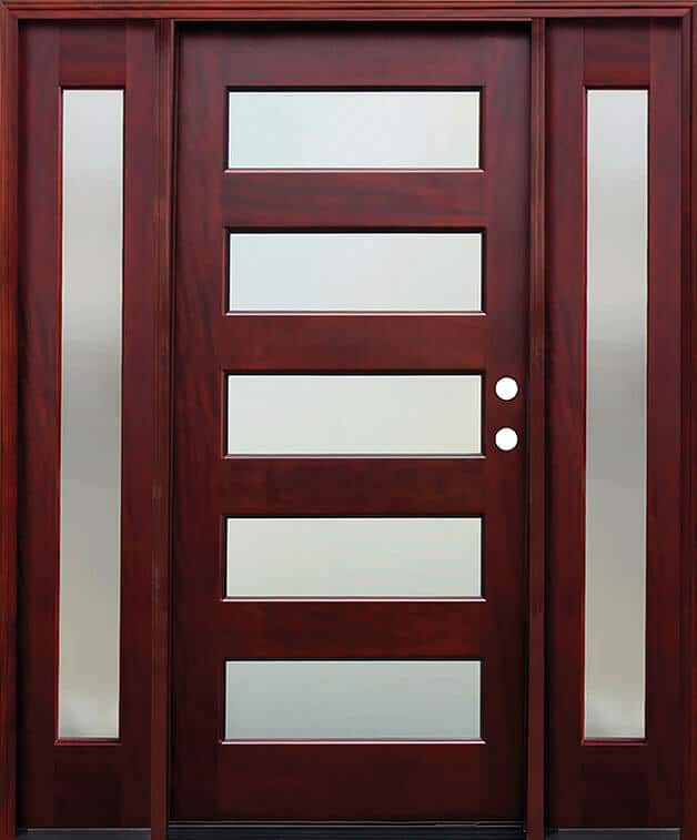 modern wood entry door horizontal glass sidelights EH936 MCD