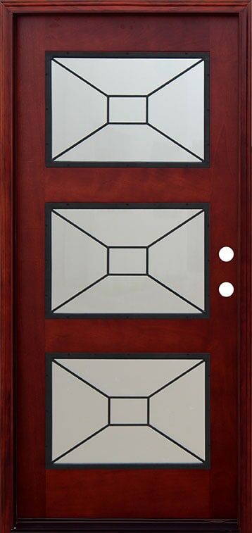 triple glass panel wood entry door EH938 MCD