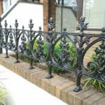 low profile wrought iron garden railing scrollwork leaf accents outdoor design R117 MCD