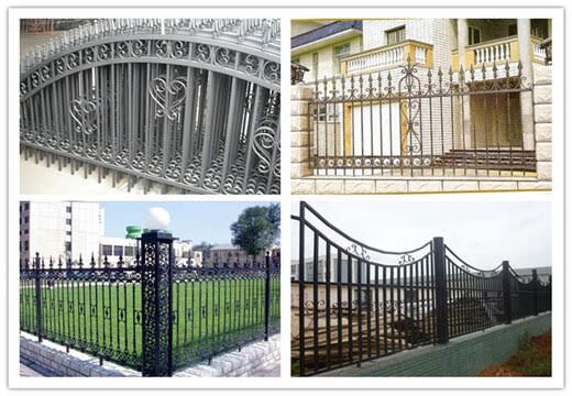 exterior wrought iron fence railing classic vertical bar design property boundary R116 MCD