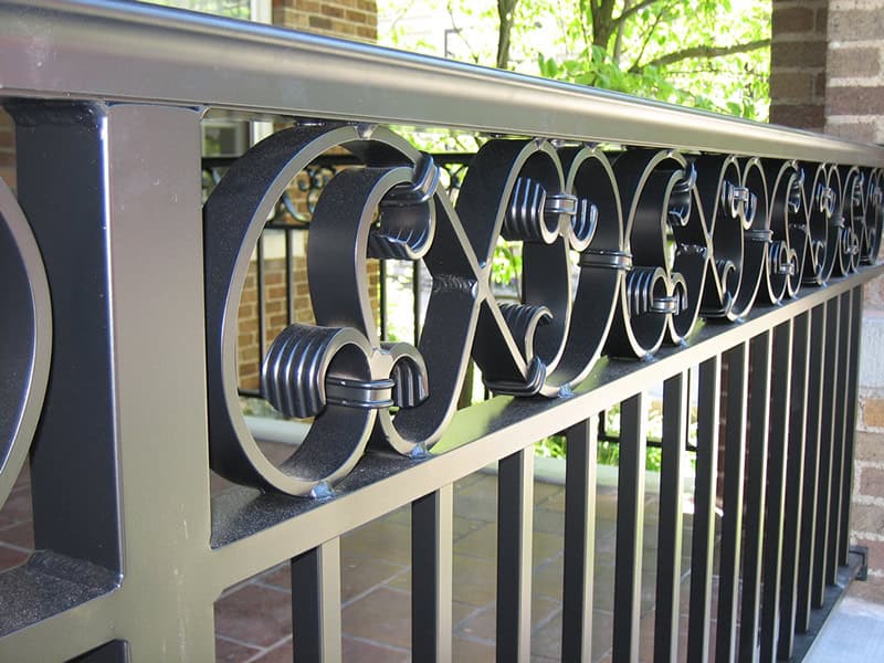 decorative scroll top wrought iron balcony railing vertical bars exterior design R908 MCD