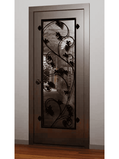 Slim iron wine cellar door with vertical vine branch design WD91 MCD