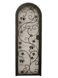 Slim arched iron wine cellar door with floral scroll design WD82 MCD