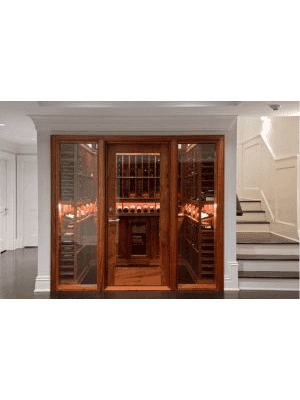 Modern glass wine cellar door system with full wood framing WD4020 MCD