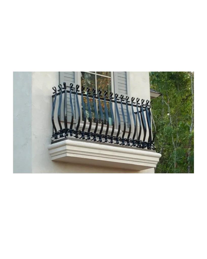 classic style wrought iron balcony railing BR6007 MCD curved bar exterior design