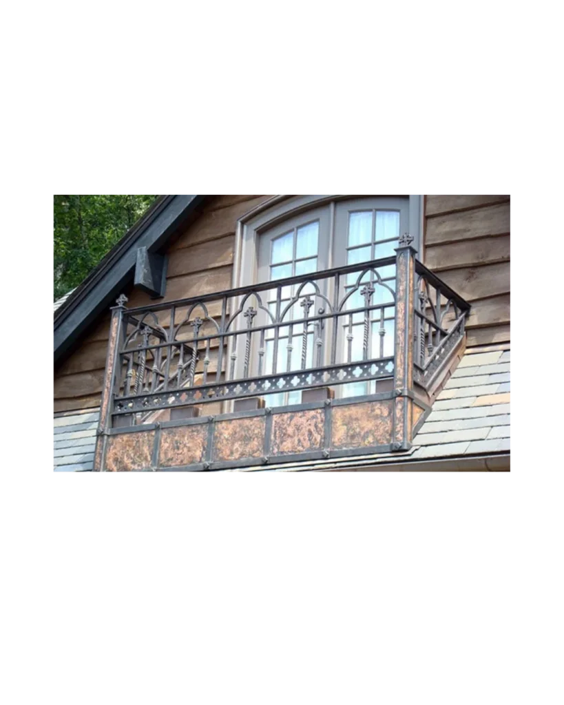 bay window custom wrought iron balcony railing BR6009 MCD exterior design