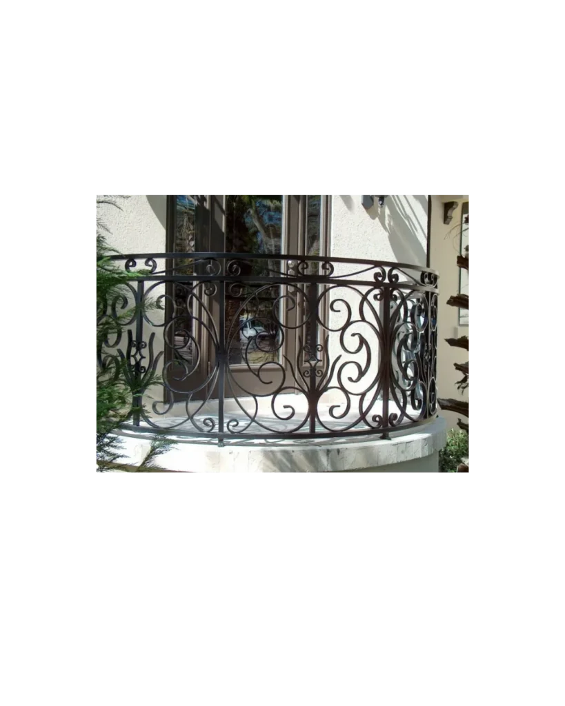 elegant wrought iron balcony railing BR6025 MCD curved exterior design