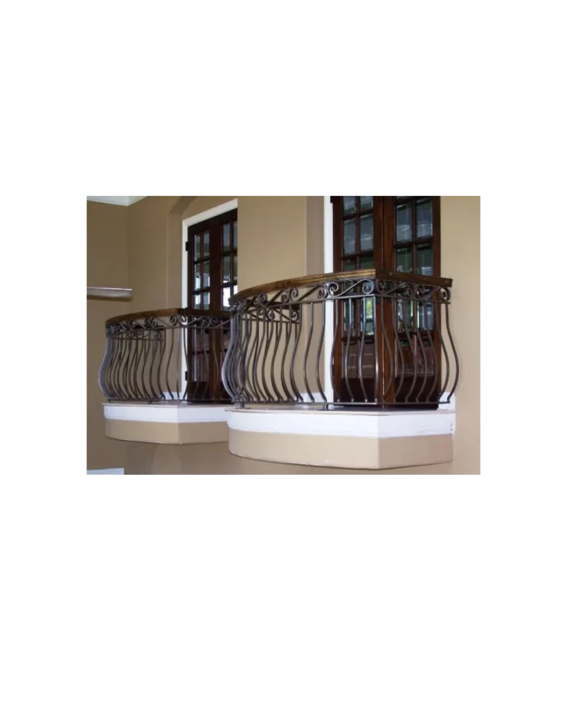decorative bowed wrought iron balcony railing BR6029 MCD curved exterior design