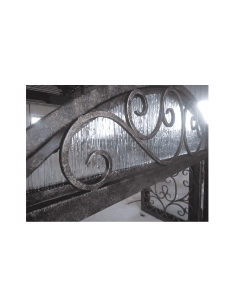 Arched wrought iron window with bold scroll design LW105 MCD Monarch Custom Doors