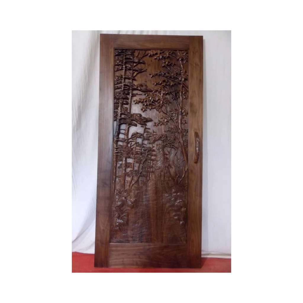 forest scene hand-carved wood door HCD2007 MCD