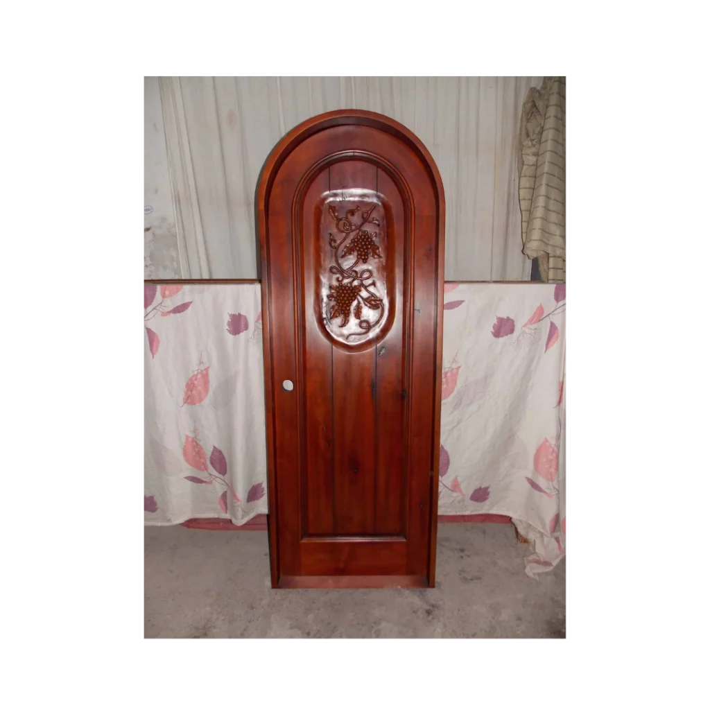 arched floral hand-carved wood door HCD2033 MCD