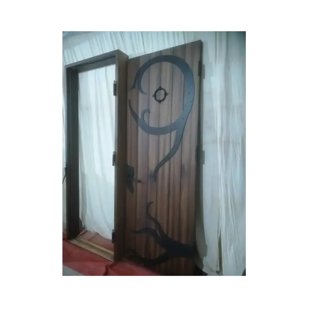 Rustic iron accent hand-crafted wood door HC1021 MCD hardwood design