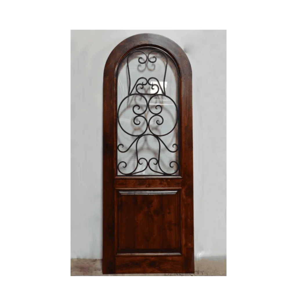 Arched iron hand-crafted wood door HC521 MCD hardwood design