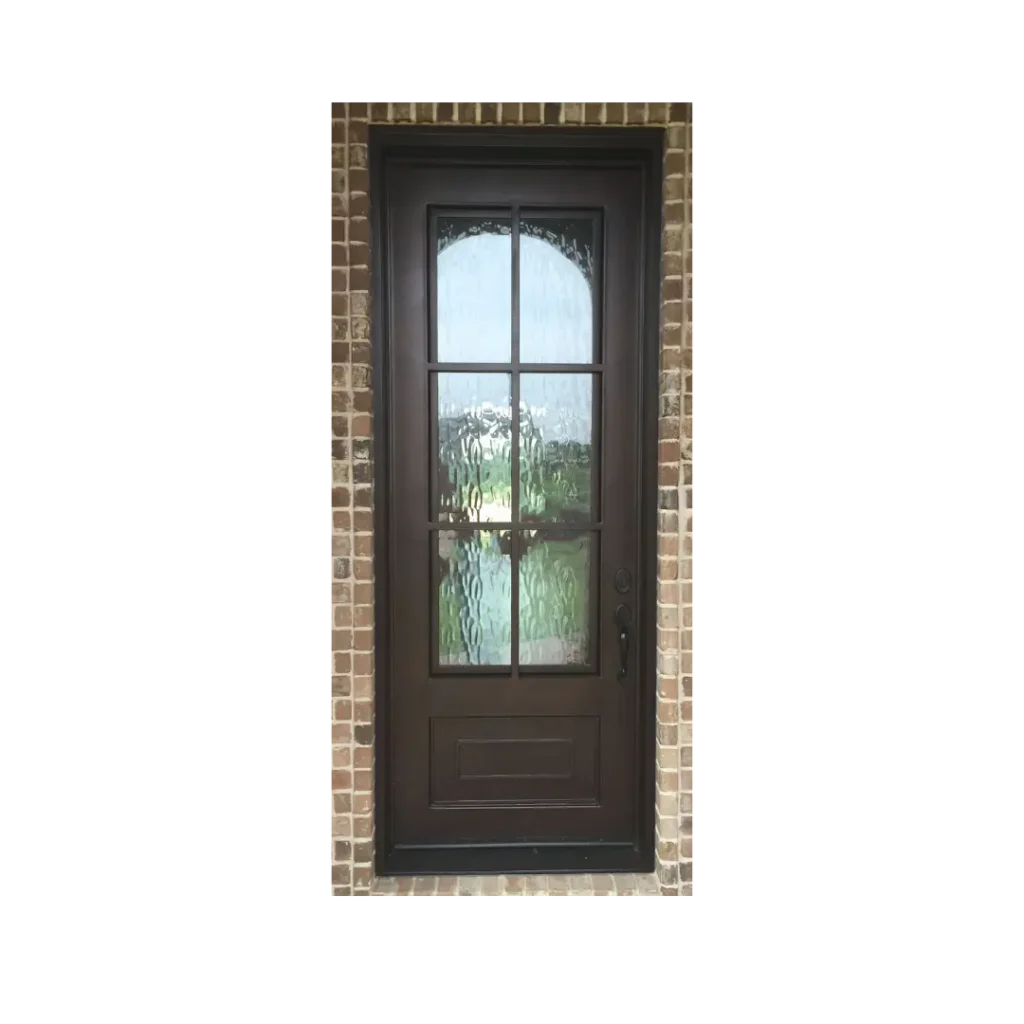 Single Wrought Iron Door Frosted Glass Panels EL1274 MCD