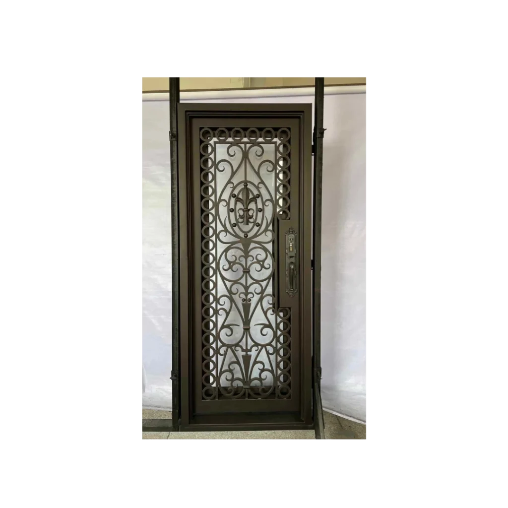 narrow wrought iron door with vertical scroll grille EL1297 MCD