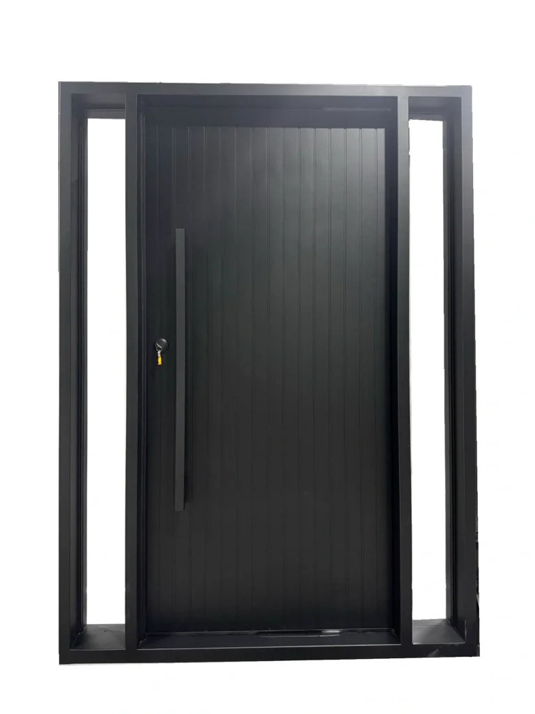 EL1570 MCD steel entry door with vertical groove panels and minimalist modern design