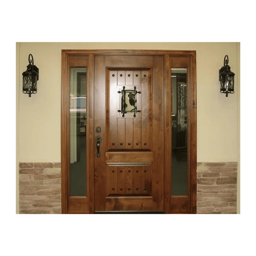 solid wood entry door with decorative carved panel EH001 MCD