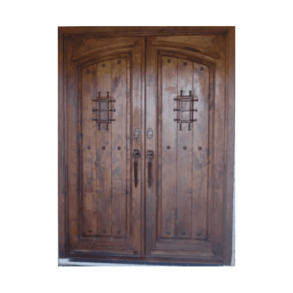 double wood entry door iron clavos EH513 MCD