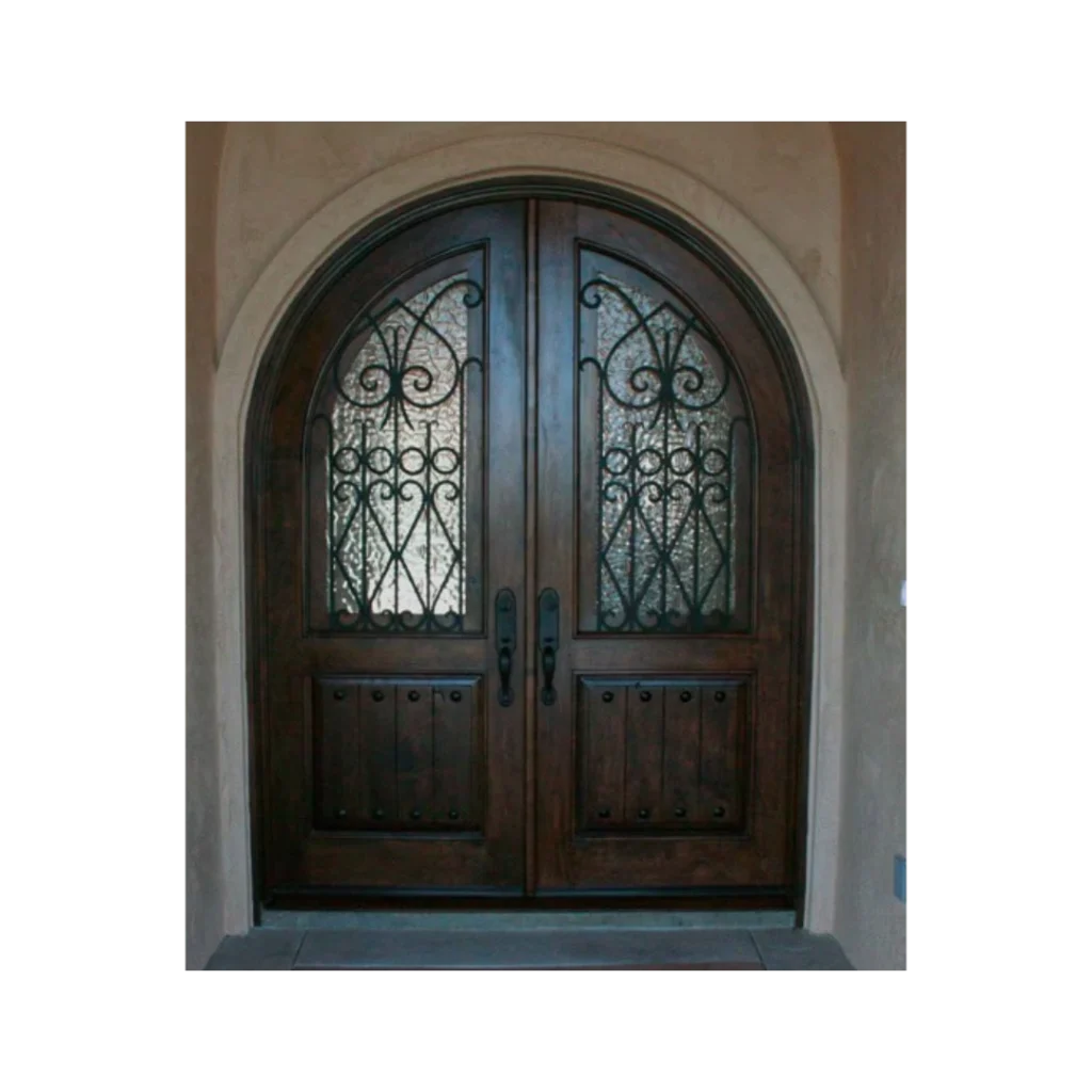 arched iron glass double entry door EH526 MCD