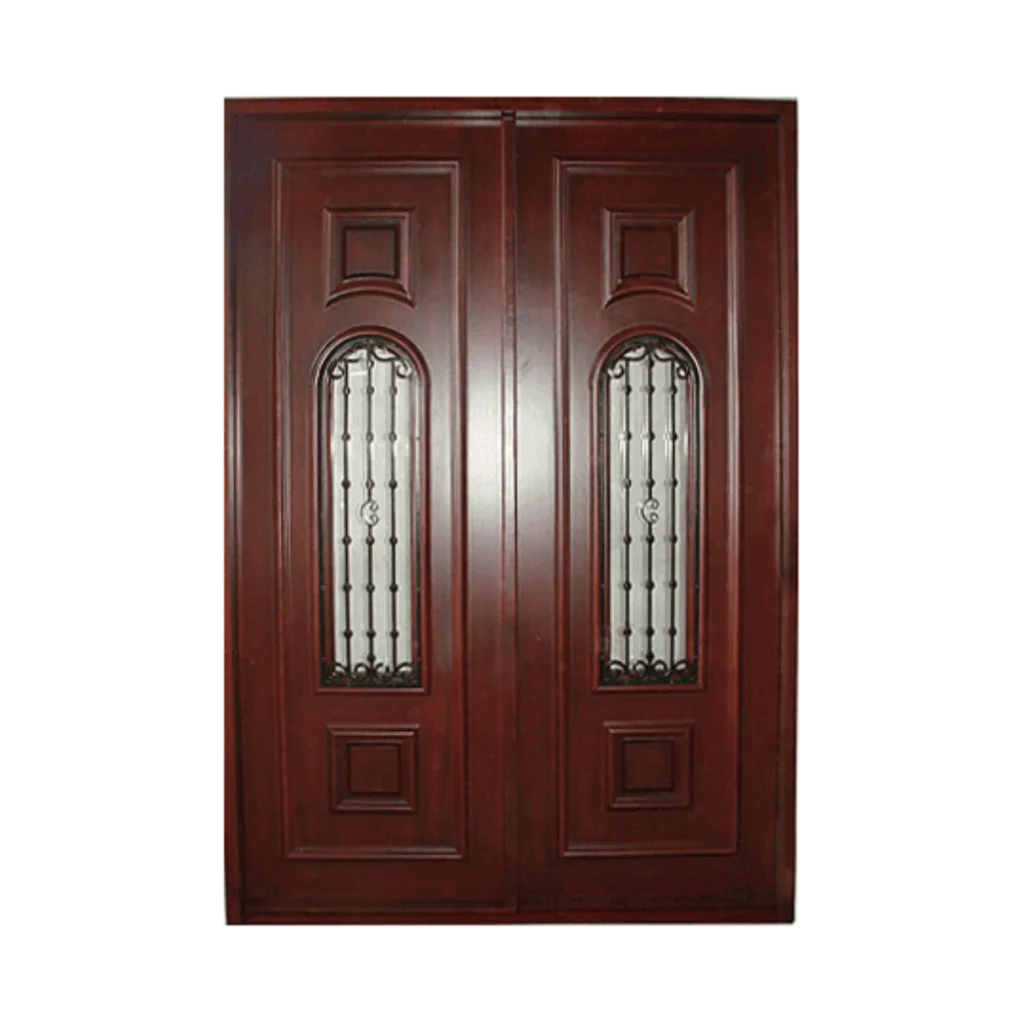 double wood entry door decorative glass EH604 MCD