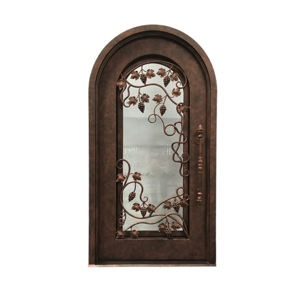 Arched iron wine cellar door with grape cluster ornament WD4003 MCD