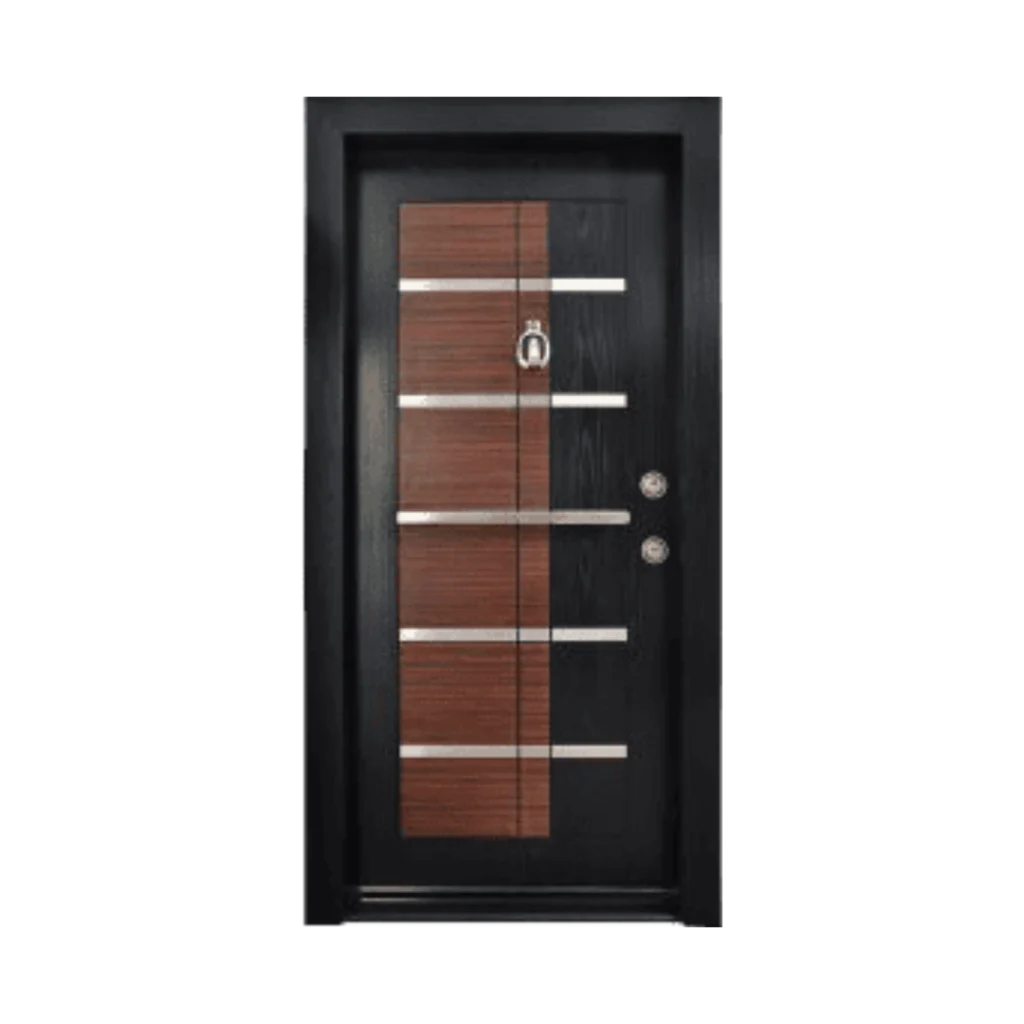 modern wood door with metal accents EH2007 MCD
