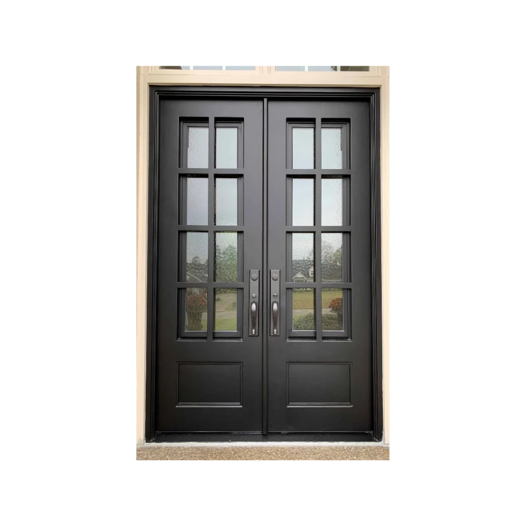 French Wrought Iron Double Door with Clear Glass Panels – EL1205 MCD