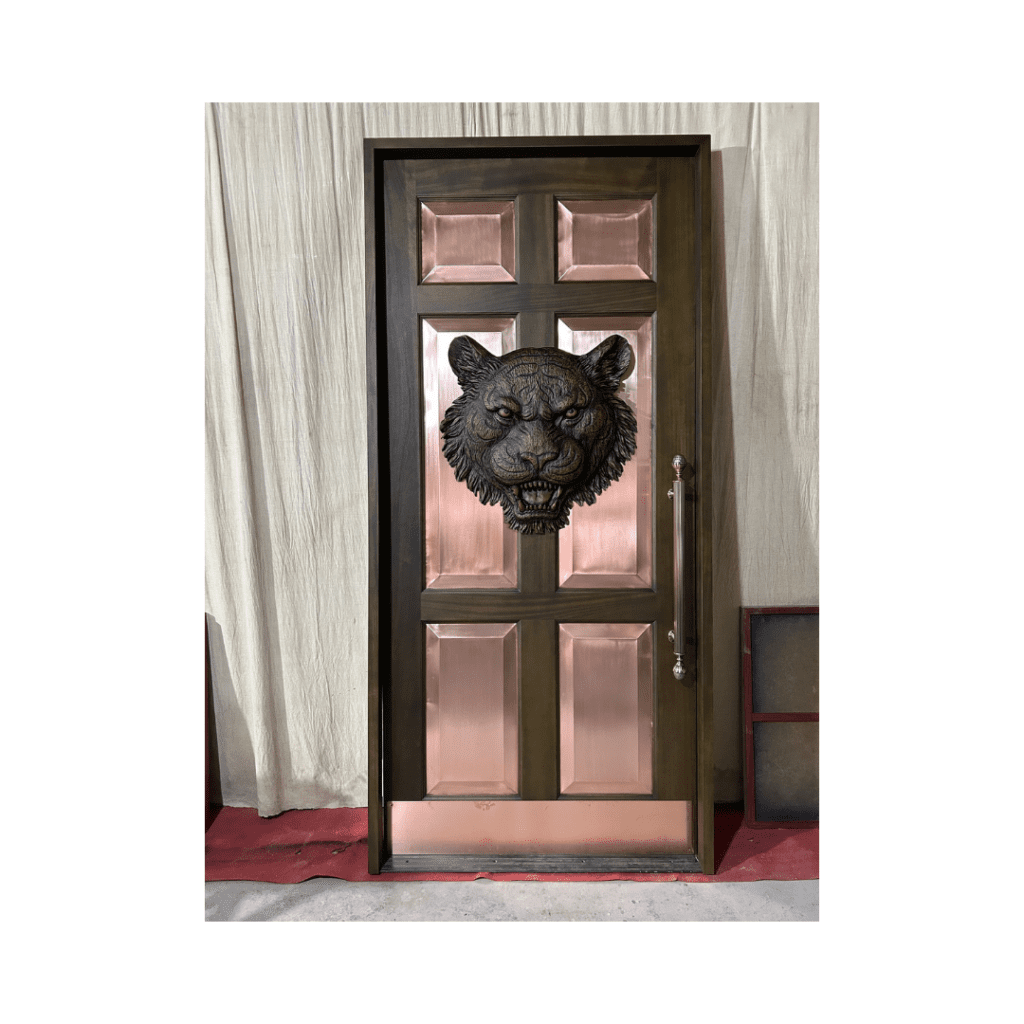 Luxury home theater door with sculpted panther head centerpiece – HT40 MCD