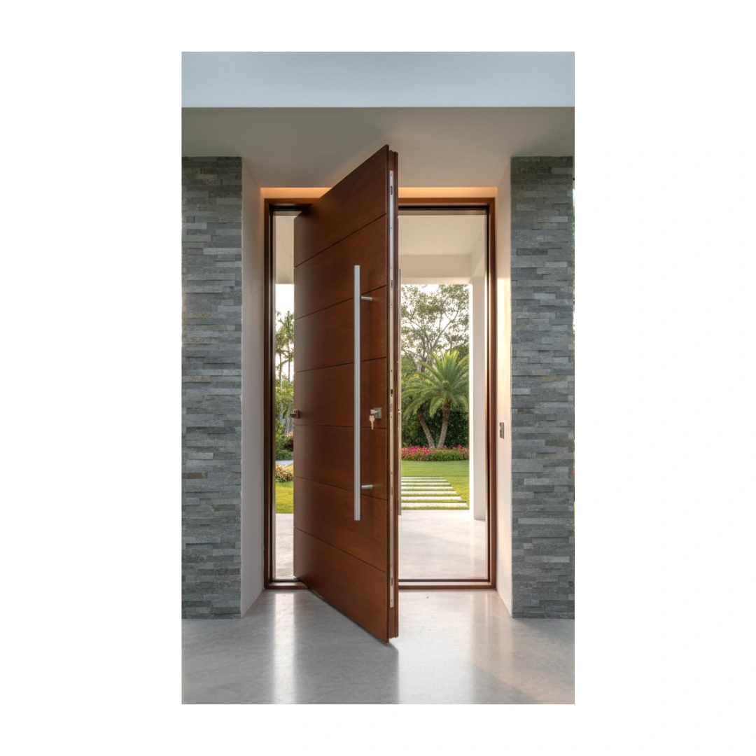 modern handcrafted wood pivot entry door HC517 MCD