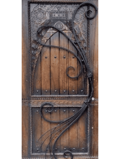 wood door with iron overlay EH1005 MCD