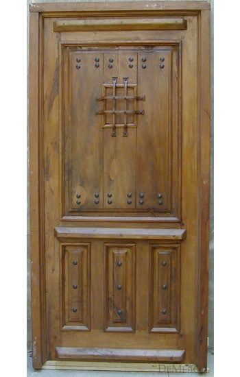 handcrafted wood entry door iron grille EH510 MCD