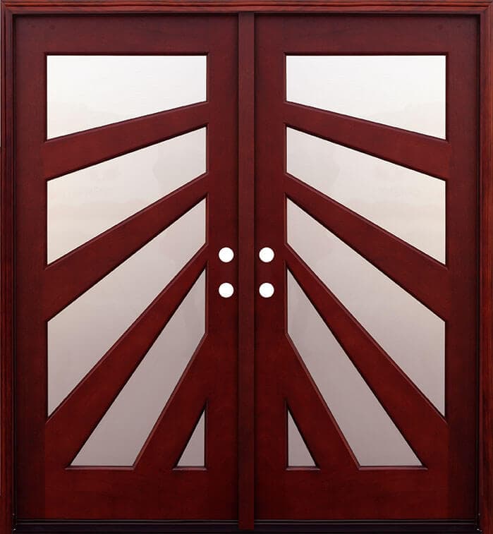 modern double wood entry door glass EH931 MCD