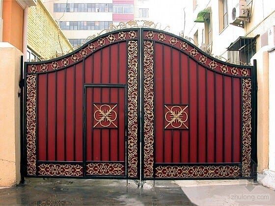 Decorative wrought iron gate with ornamental borders and luxury privacy panel design G116 MCD