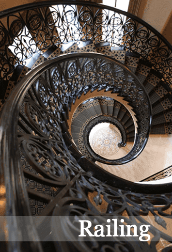 grand spiral wrought iron staircase railing ornate luxury design R108 MCD