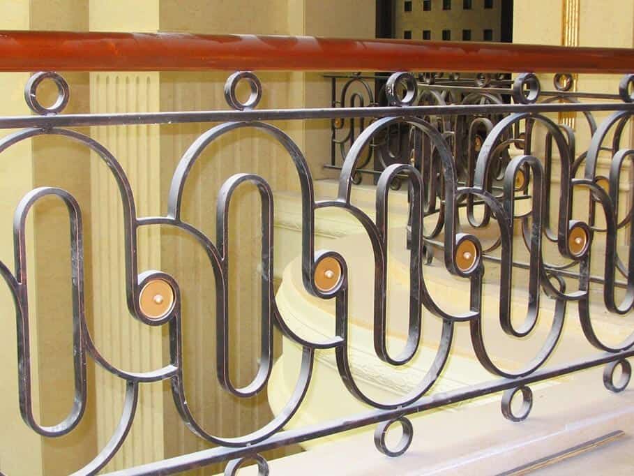modern circular pattern wrought iron railing balcony design R107 MCD